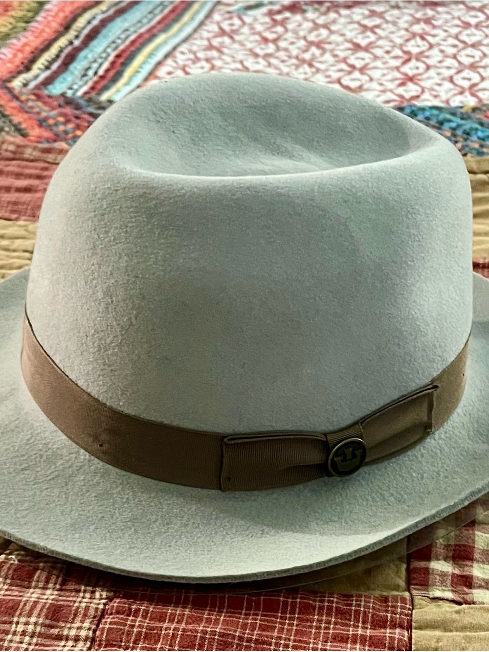 Light Gray Felt Fedora with Tan Band